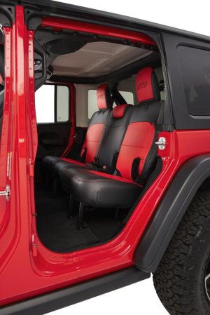 Jeep Wrangler JLU Rear Bench Seat Cover - PRP Seats - Fits With Leather Interior - Black/Red - `18-`27